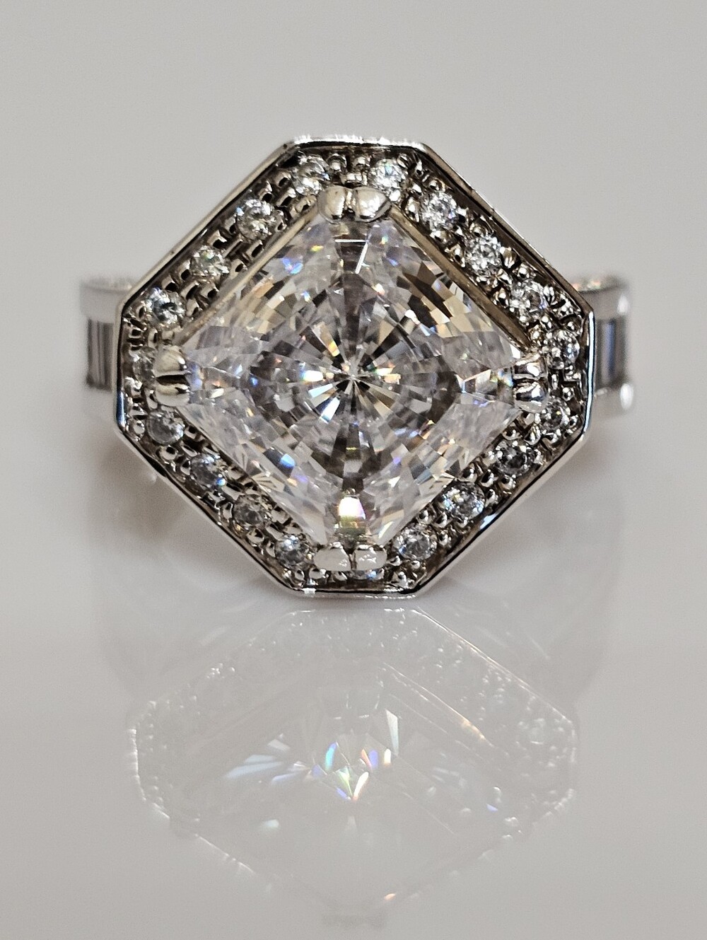 Genuine Michael Valittuti White Zircon Ring Palladium Sterling Silver Size 7!